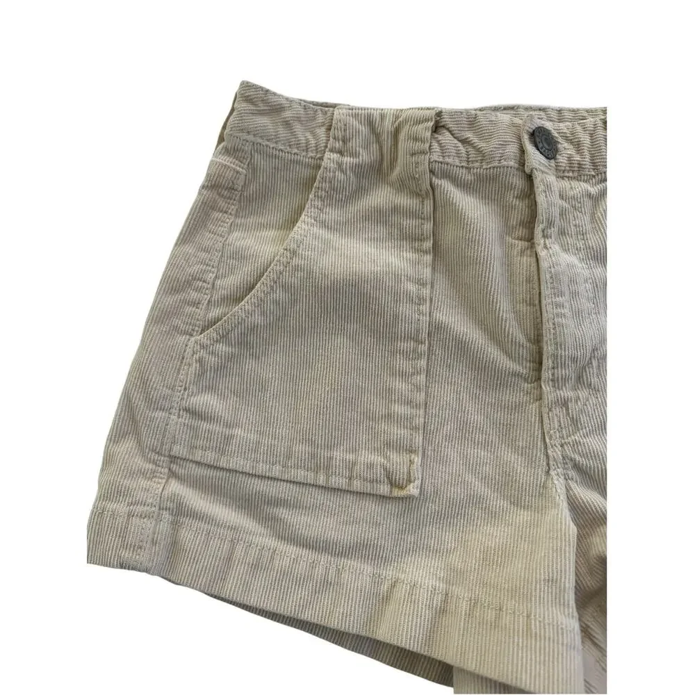 American Eagle Corduroy Shorts Size 4 Cream Super Stretch Patch Pockets #7401